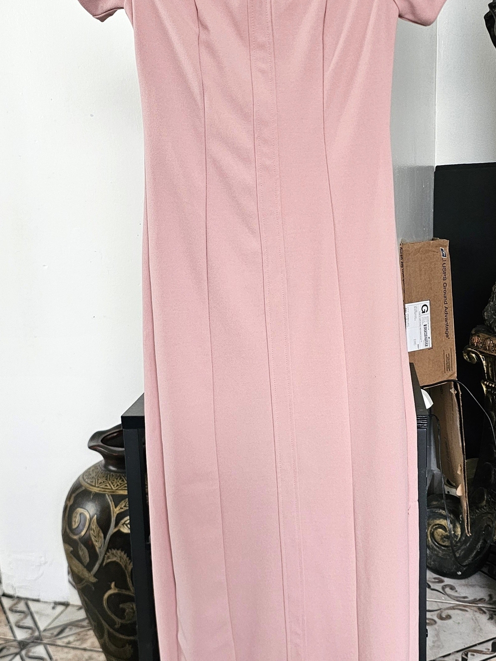 Zara Blush Pink Midi Dress - Straight Panel Detail